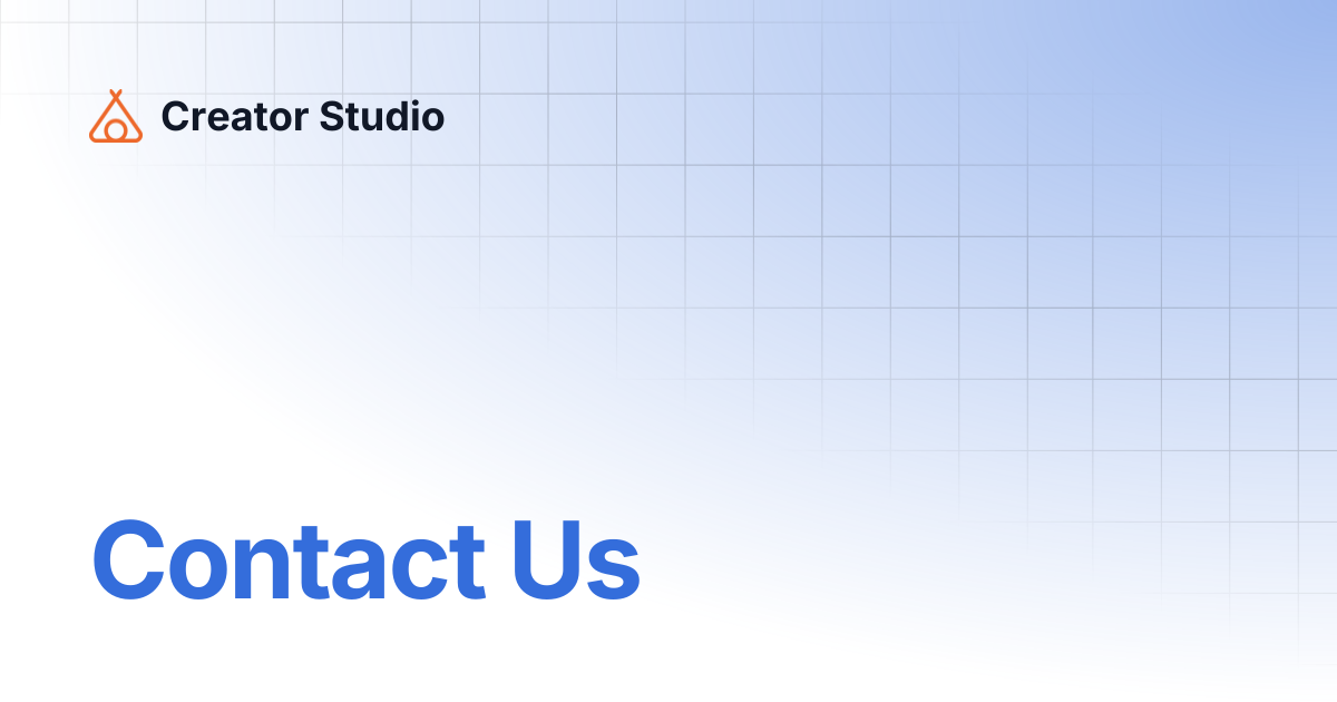 Contact Us | Creator Studio